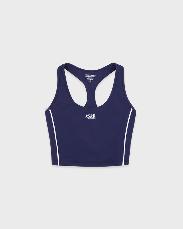 sporty & rich SR Runner Sports Tank - Light Navy/White