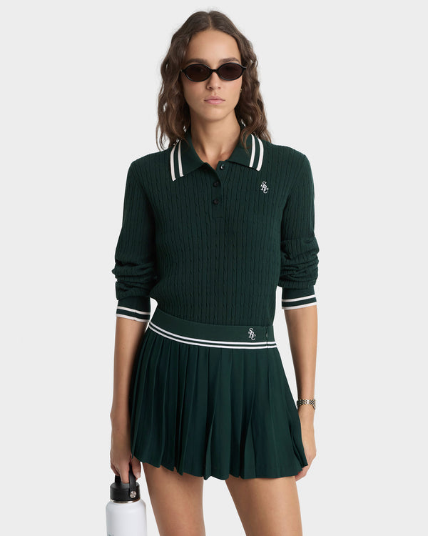 Sporty & Rich SRC Abigail Skirt - Forest/Ecru