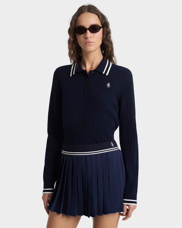 Sporty & Rich SRC Abigail Skirt - Navy/Ecru