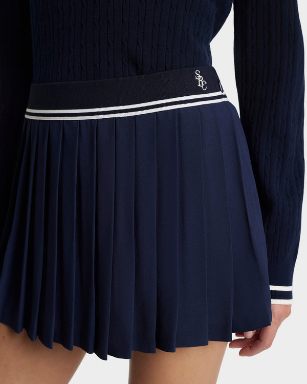 Sporty & Rich SRC Abigail Skirt - Navy/Ecru