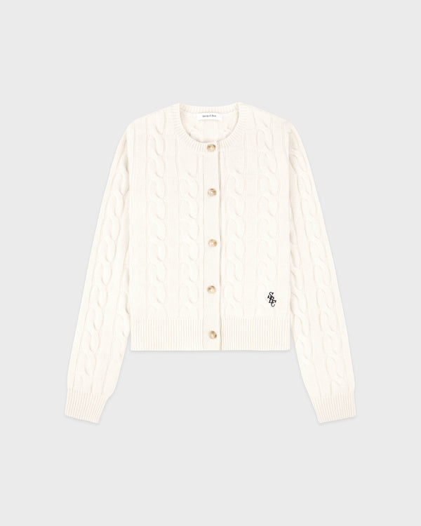 sporty & rich SRC Cableknit Cashmere Cardigan - Ecru