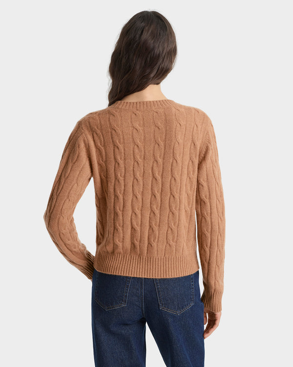 Sporty & Rich SRC Cableknit Cashmere Sweater - Camel