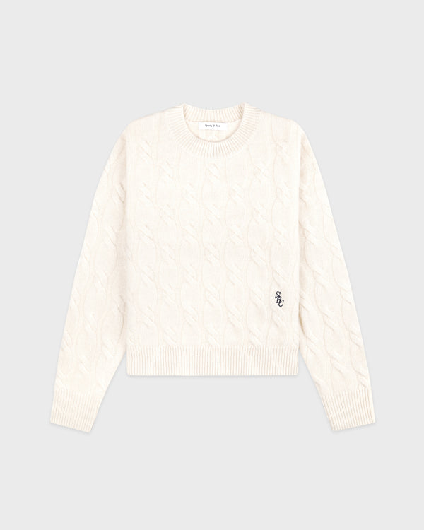sporty & rich SRC Cableknit Cashmere Sweater - Ecru