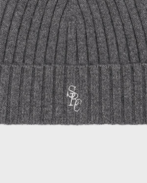 Sporty & Rich SRC Cashmere Beanie - Cool Gray/White