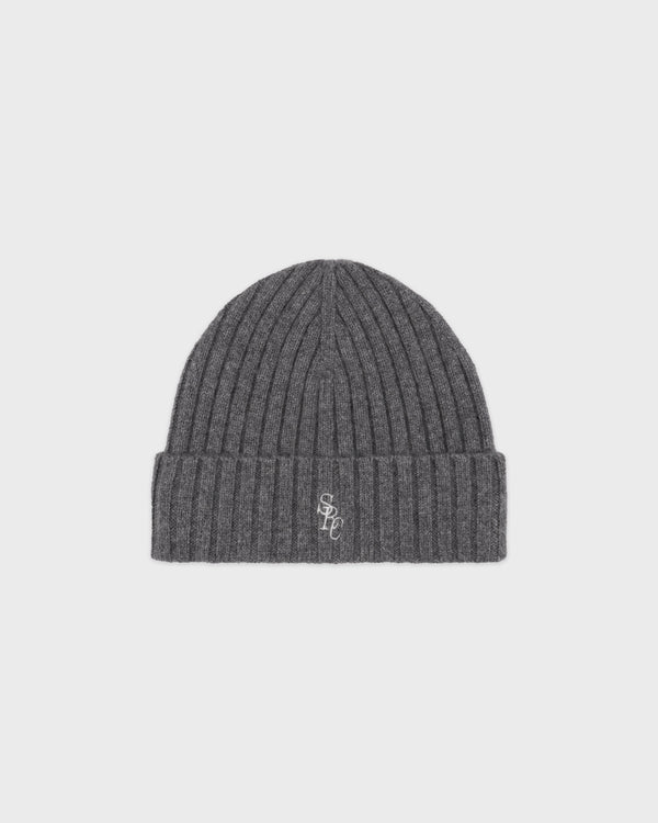 sporty & rich SRC Cashmere Beanie - Cool Gray/White
