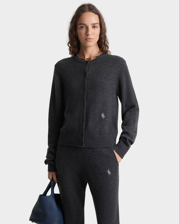 Sporty & Rich SRC Cashmere Cardigan - Dark Grey
