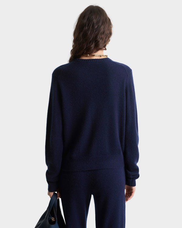 Sporty & Rich SRC Cashmere Cardigan - Navy/White