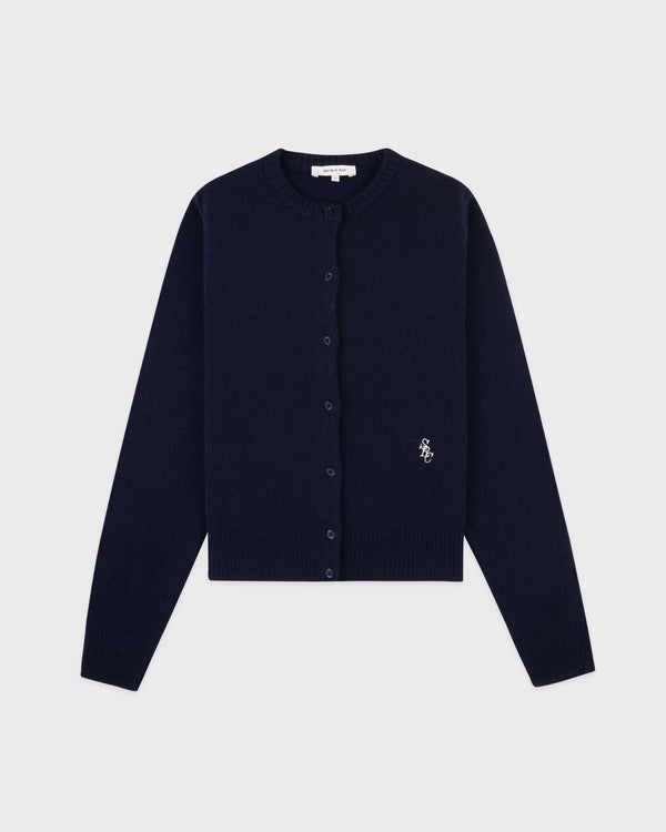 sporty & rich SRC Cashmere Cardigan - Navy/White