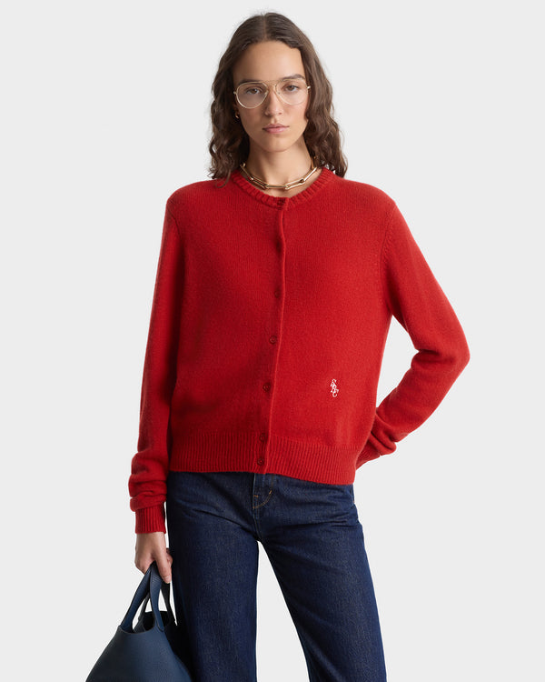 Sporty & Rich SRC Cashmere Cardigan - Ruby