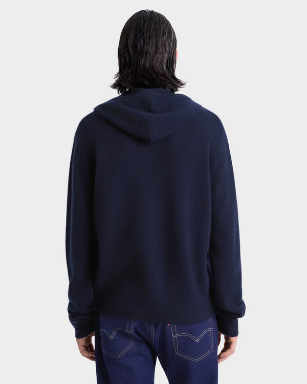 Sporty & Rich SRC Cashmere Hoodie Men - Navy/White