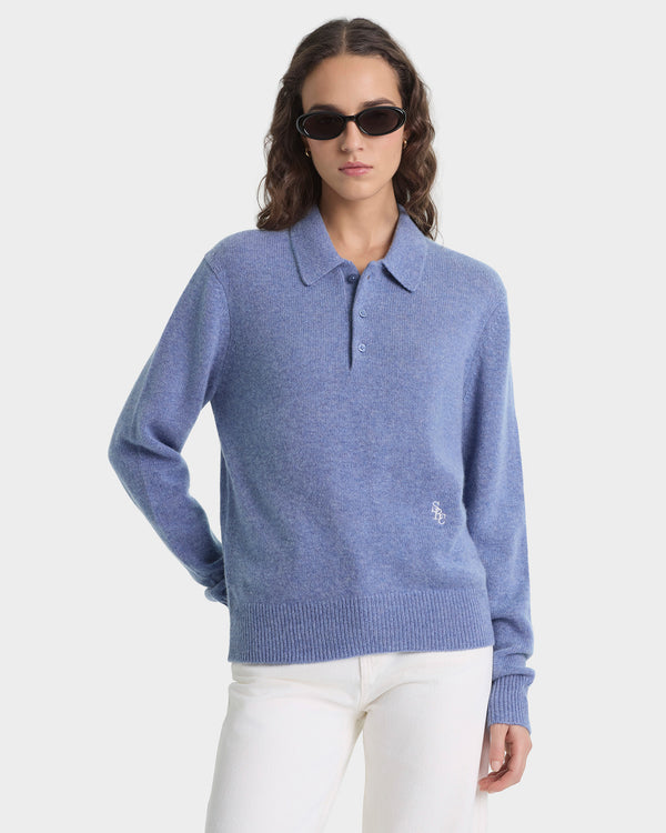 Sporty & Rich SRC Cashmere Polo - Colony Blue
