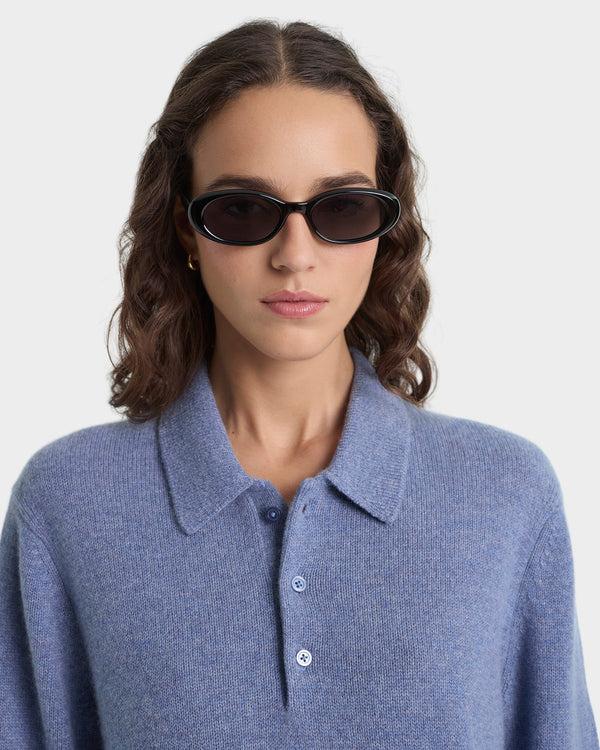 Sporty & Rich SRC Cashmere Polo - Colony Blue