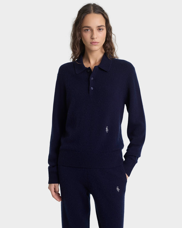 Sporty & Rich SRC Cashmere Polo - Navy