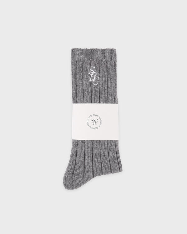Sporty & Rich SRC Cashmere Socks - Cool Gray/White