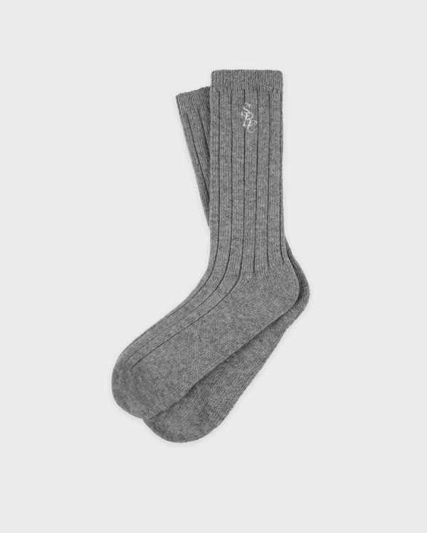 sporty & rich SRC Cashmere Socks - Cool Gray/White