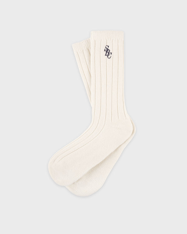 sporty & rich SRC Cashmere Socks - Ecru/Navy