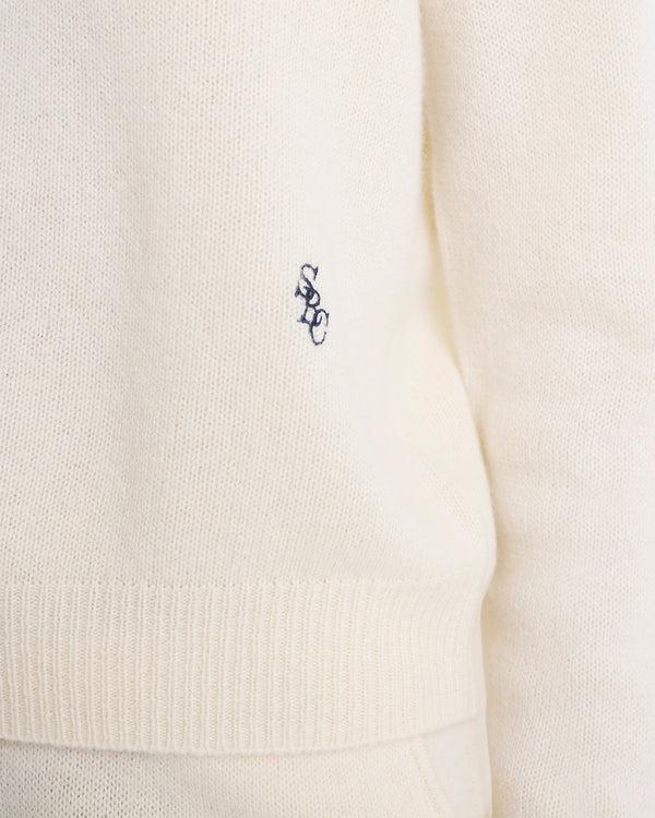 Sporty & Rich SRC Cashmere Sweater - Ecru/Navy