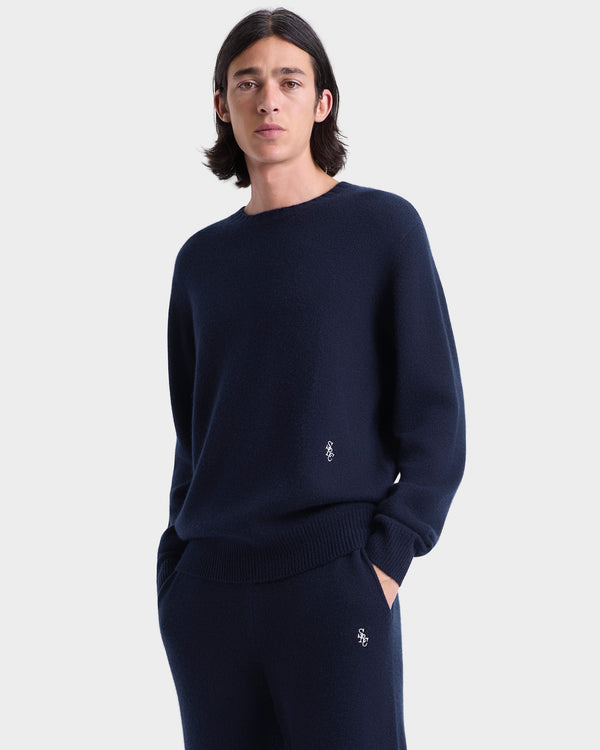 Sporty & Rich SRC Cashmere Sweater Men - Navy/White