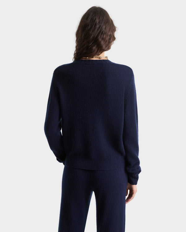 Sporty & Rich SRC Cashmere Sweater - Navy/White
