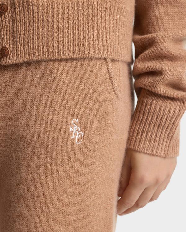 Sporty & Rich SRC Cashmere Trousers - Camel/White
