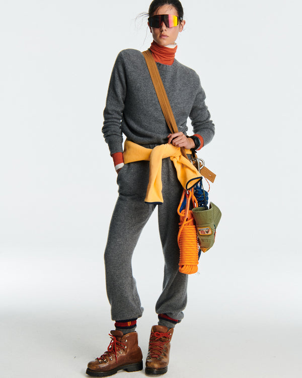 Sporty & Rich SRC Cashmere Trousers - Cool Gray/White