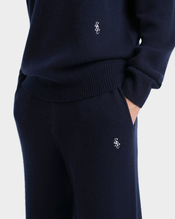 Sporty & Rich SRC Cashmere Trousers Men - Navy/White
