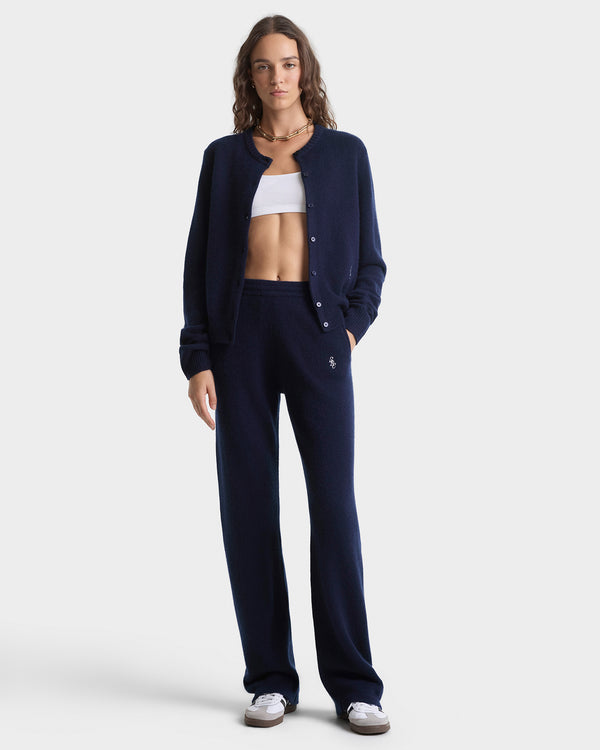 Sporty & Rich SRC Cashmere Trousers - Navy/White