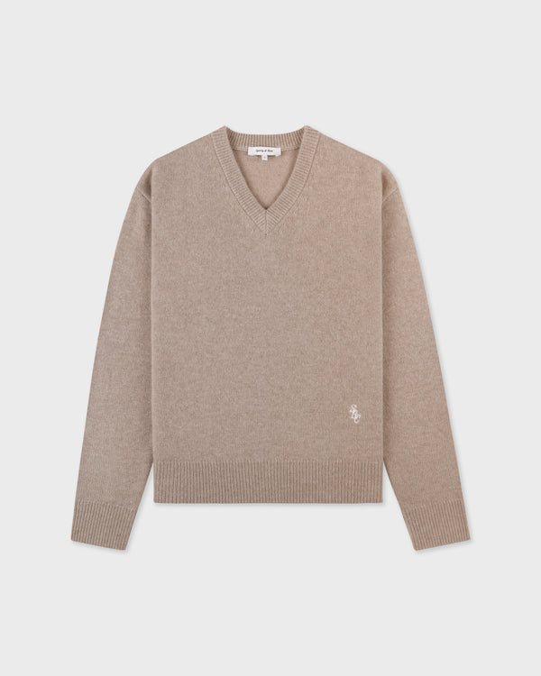 sporty & rich SRC Cashmere V-Neck Sweater - Tapioca
