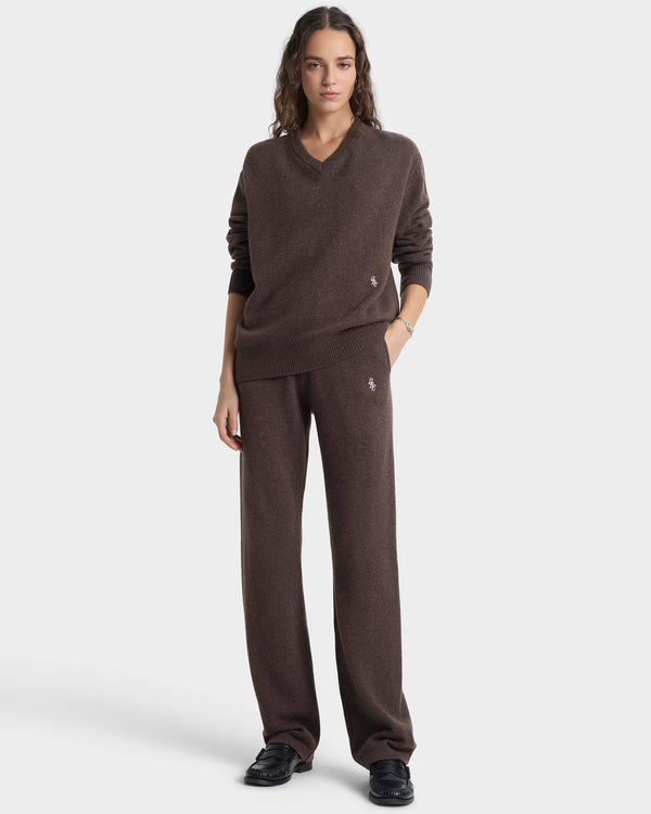 Sporty & Rich SRC Cashmere V-Neck Sweater - Toffee