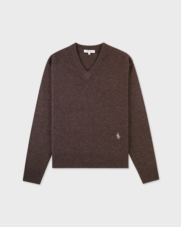 sporty & rich SRC Cashmere V-Neck Sweater - Toffee