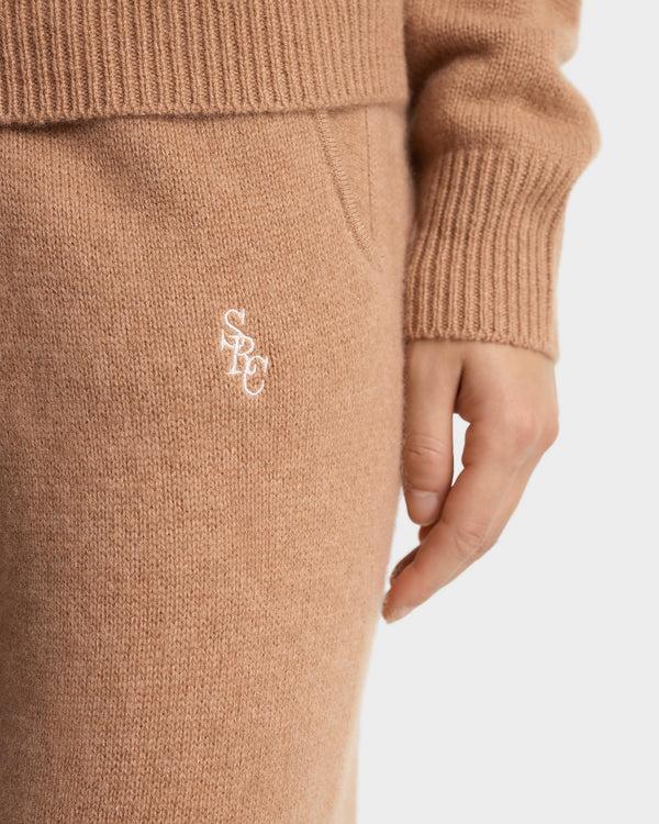 Sporty & Rich SRC Cashmere Zip Hoodie - Camel