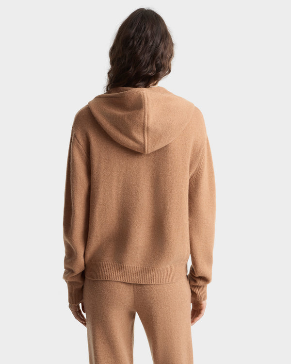 Sporty & Rich SRC Cashmere Zip Hoodie - Camel