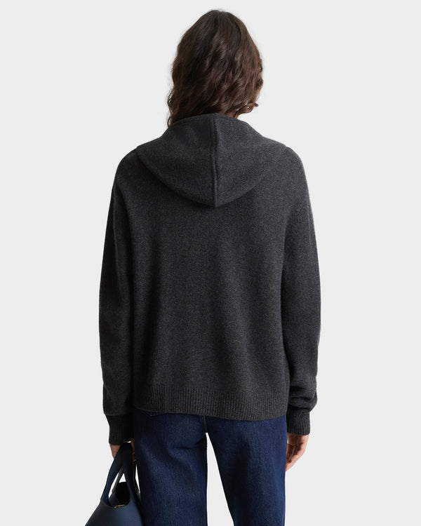 Sporty & Rich SRC Cashmere Zip Hoodie - Dark Grey
