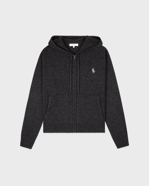 sporty & rich SRC Cashmere Zip Hoodie - Dark Grey