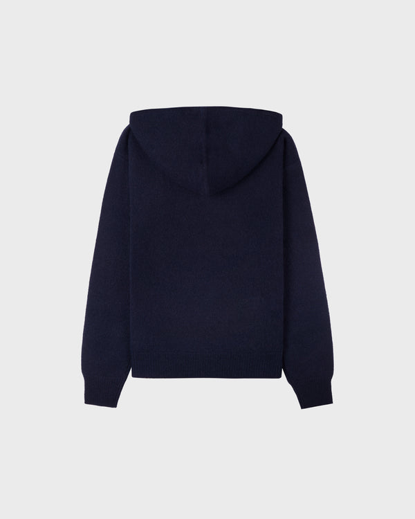 Sporty & Rich SRC Cashmere Zip Hoodie - Navy/White