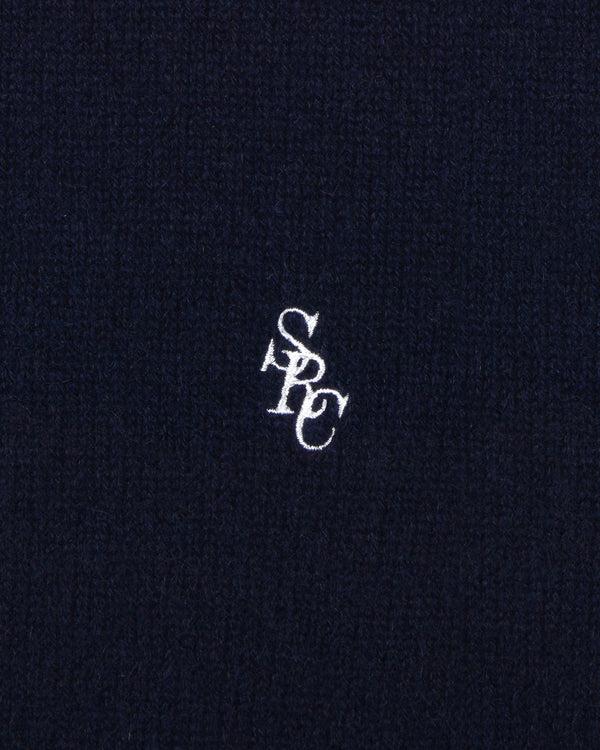 Sporty & Rich SRC Cashmere Zip Hoodie - Navy/White