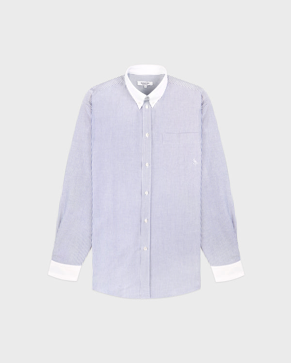 sporty & rich SRC Oversized Oxford Shirt - Navy Stripe