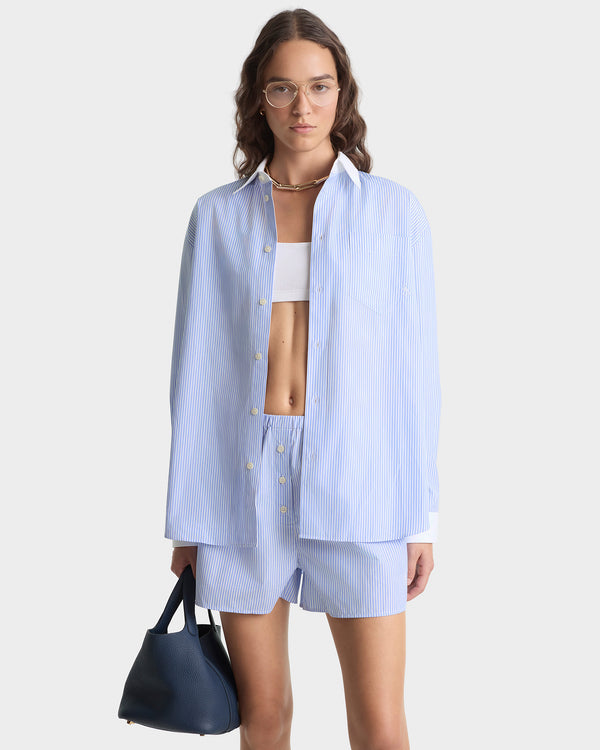 Sporty & Rich SRC Oversized Shirt - Blue Stripe