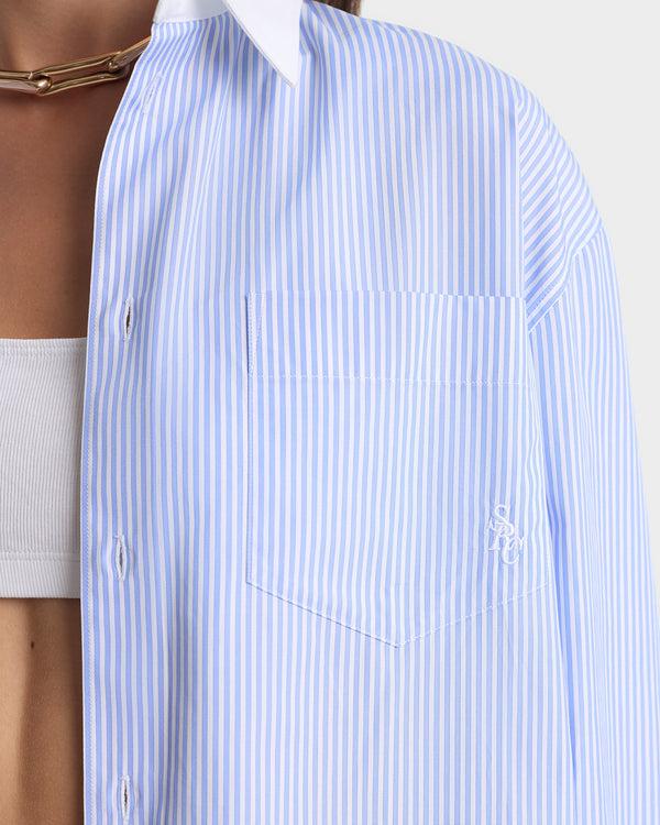 Sporty & Rich SRC Oversized Shirt - Blue Stripe