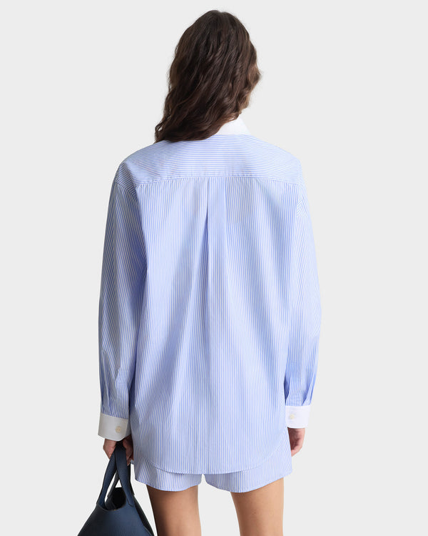 Sporty & Rich SRC Oversized Shirt - Blue Stripe