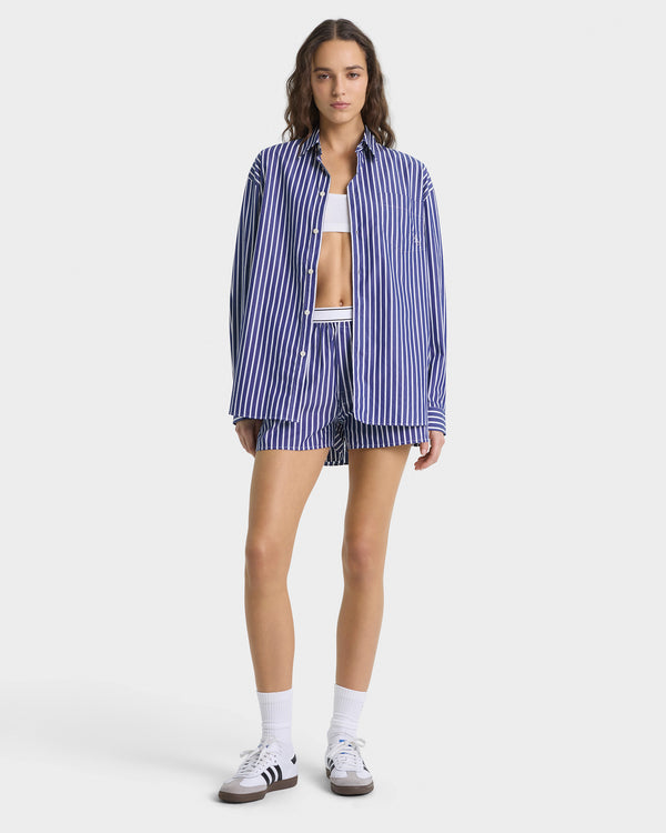 Sporty & Rich SRC Oversized Shirt - Navy Stripe