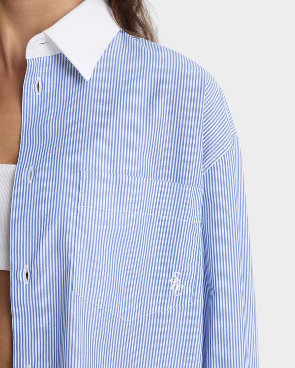 Sporty & Rich SRC Oversized Shirt - Navy Stripe