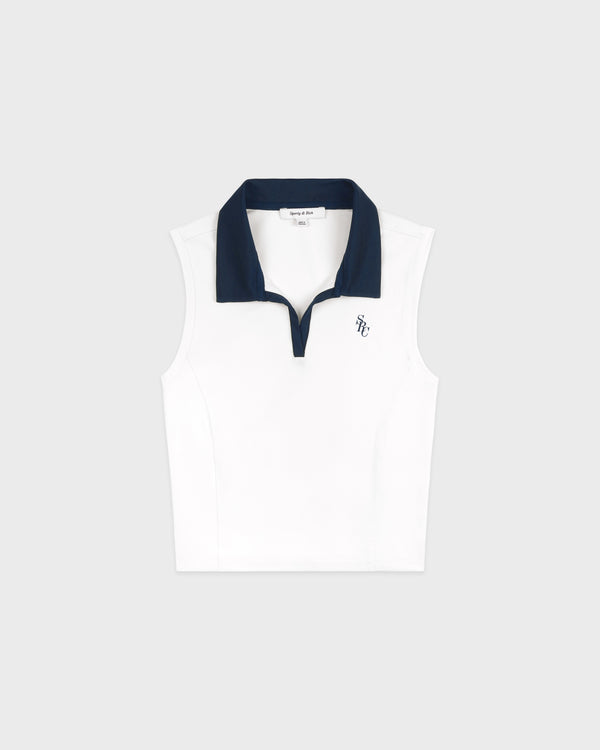 sporty & rich SRC Sports Polo Vest - White/Navy
