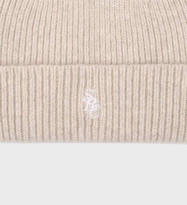 Sporty & Rich SRC Wool Beanie - Beige/White