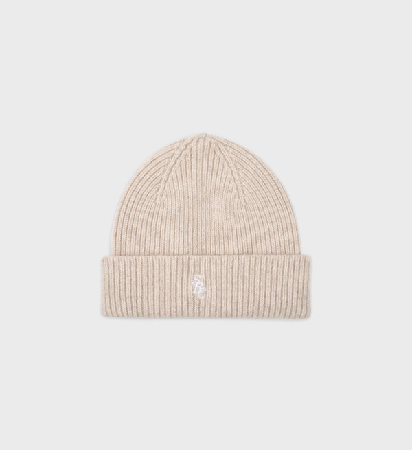 sporty & rich SRC Wool Beanie - Beige/White