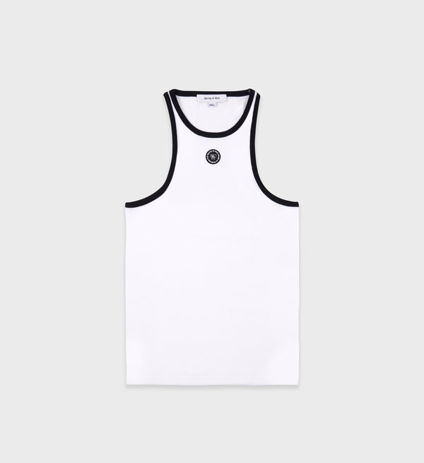 sporty & rich SRHWC Ribbed Tank - White/Black