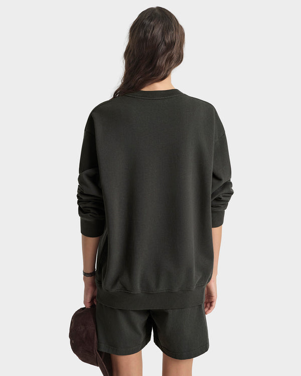 Sporty & Rich Stallion Crewneck - Faded Black/White