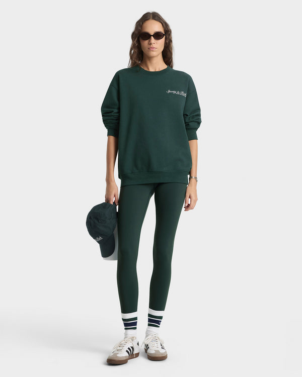 Sporty & Rich Syracuse Crewneck - Forest/White