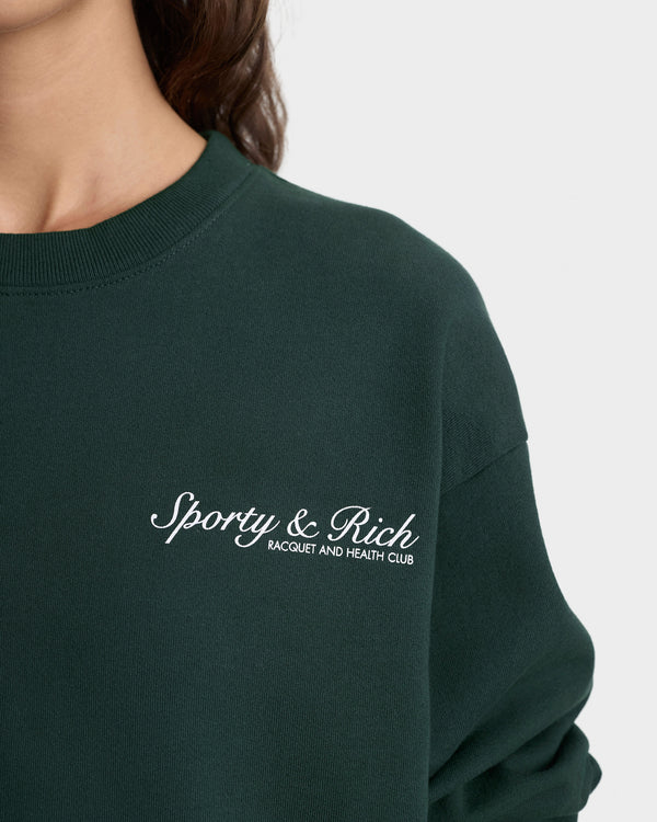 Sporty & Rich Syracuse Crewneck - Forest/White