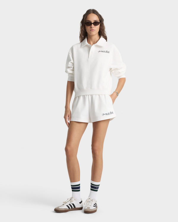 Sporty & Rich Syracuse Embroidered Disco Short - White